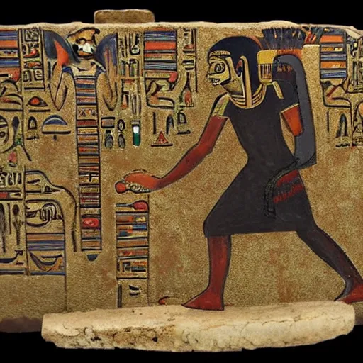 Image similar to a zombie egyptian emperor climbing out of a sarcophagus