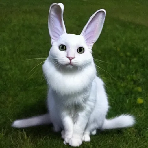 Image similar to a cat that is also a cute bunny rabbit.