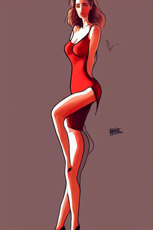 Prompt: full length portrait of very very very very very beautifully female with amazing body figure wearing tight dress, digital painting, trending on instagram, concept art, sharp focus, illustration, maxim magazine style