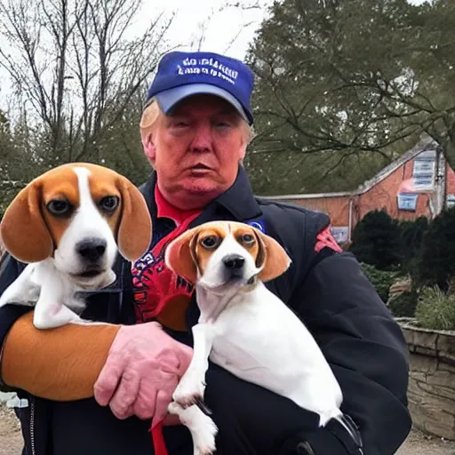 Image similar to beagles getting shot by a trump supporter