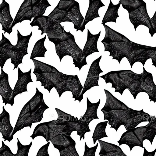 Prompt: flock of bats black on white