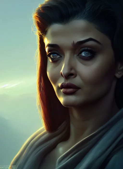 Image similar to portrait, aishwarya rai , dramatic lighting, cinematic, establishing shot, extremely high detail, foto realistic, cinematic lighting, post processed, concept art, artstation, style by eddie mendoza, raphael lacoste, alex ross