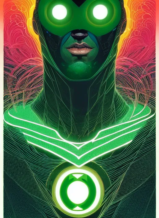 Prompt: symmetry!! stunning portrait of green lantern!! by victo ngai, kilian eng vibrant colours, dynamic lighting, digital art, winning award masterpiece, fantastically beautiful, illustration, aesthetically inspired by beksinski and dan mumford, trending on artstation, art by greg rutkowski, 8 k