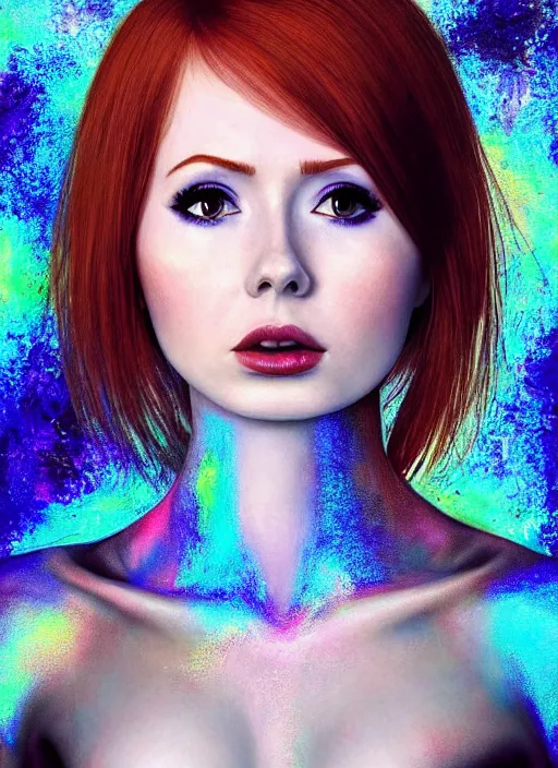 Prompt: beautiful 20 year old Karen Gillan as the goddess of black leather. ultra detailed painting at 16K resolution and amazingly epic visuals. epically beautiful image. amazing effect, image looks gorgeously crisp as far as it's visual fidelity goes, absolutely outstanding. vivid clarity. ultra. iridescent. mind-breaking. mega-beautiful pencil shadowing. beautiful face. Ultra High Definition. godly shading. amazingly crisp sharpness. photorealistic film cel processed twice..