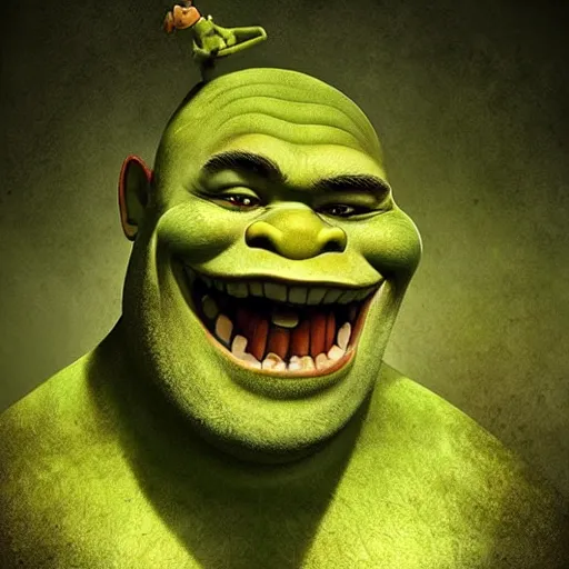 Image similar to Shrek, artwork by Antón Semenov,