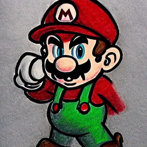 Image similar to a drawing!!!!!!! of ( ( ( mario ) ) ) made in blood!!!!!!!!!!!!!!!!!