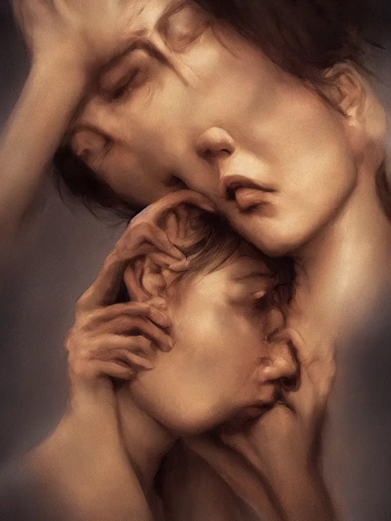 Image similar to holding my head in my arms, by disney concept artists, blunt borders, golden ratio, beautiful light