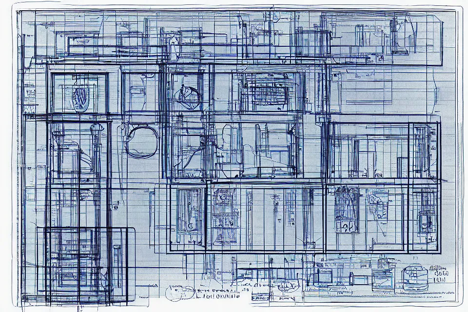 Image similar to Blueprint showing the design plan of Time machine.