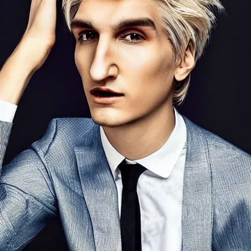 Image similar to really handsome gigachad xqc, beauty magazine photograph