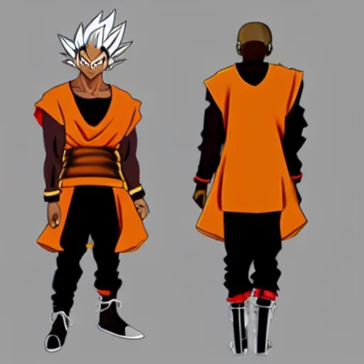 Prompt: kanye west styled as an anime dragonball z character