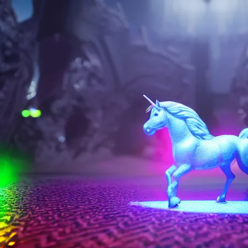 Prompt: a macroshot of a holographic unicorn cell, unreal engine 5, cinematic