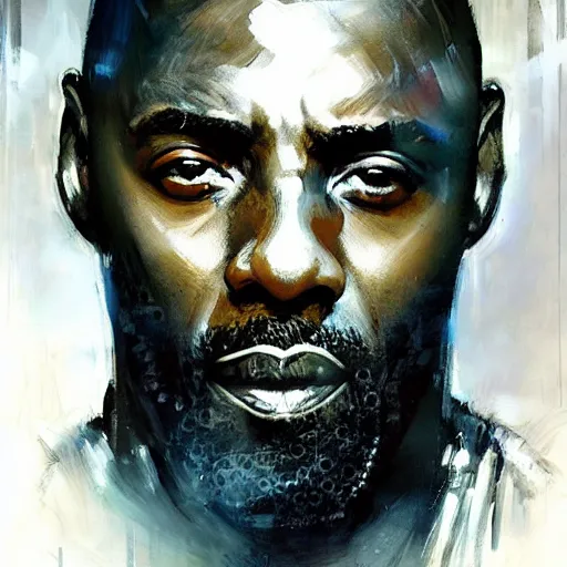 Prompt: Cybernetic Idris Elba, painted by Jeremy Mann - H 768