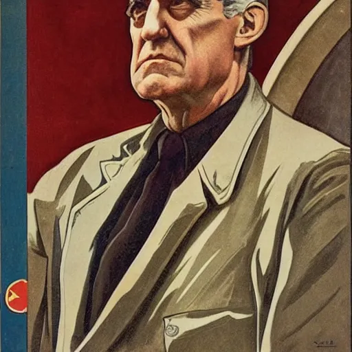 Prompt: soviet propaganda of communist peasasnt robert mueller, by j. c. leyendecker, bosch, and beksinski