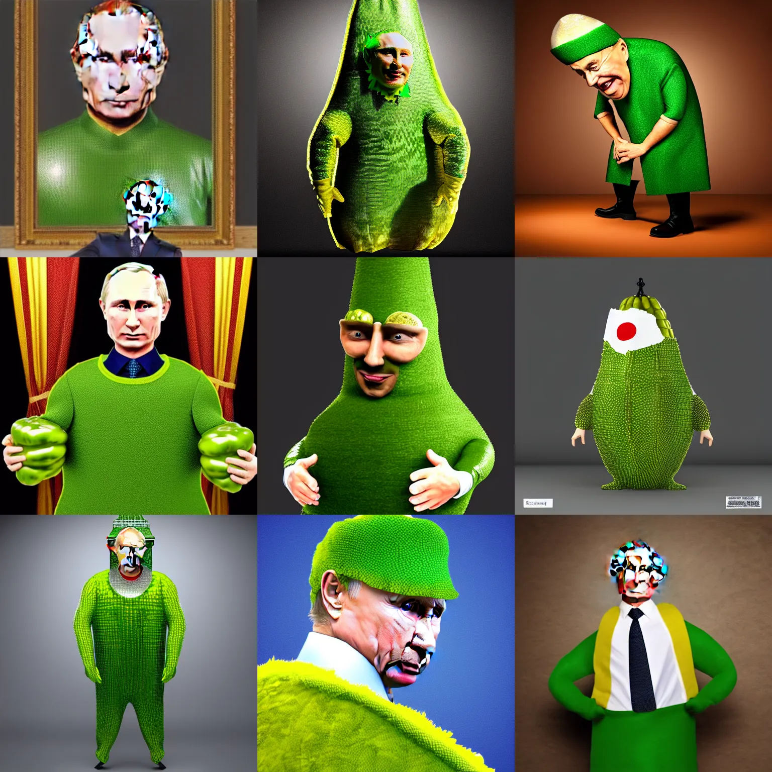 Image similar to putin wearing pickle costume, highly detailed, studio lighting, 4 k