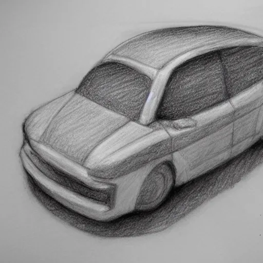 Image similar to car in bread, masterpiece pencil and charcoal sketch