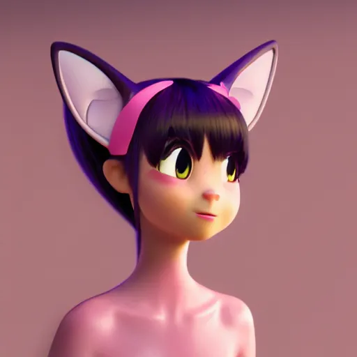 Image similar to new pixar character as an anime woman wearing cat ears, catgirl, highly detailed, extremely high quality, hd, 4 k, 8 k, professional photographer, 4 0 mp, lifelike, top - rated, award winning, cinematic, realistic, detailed lighting, detailed shadows, sharp, no blur, edited, corrected, trending