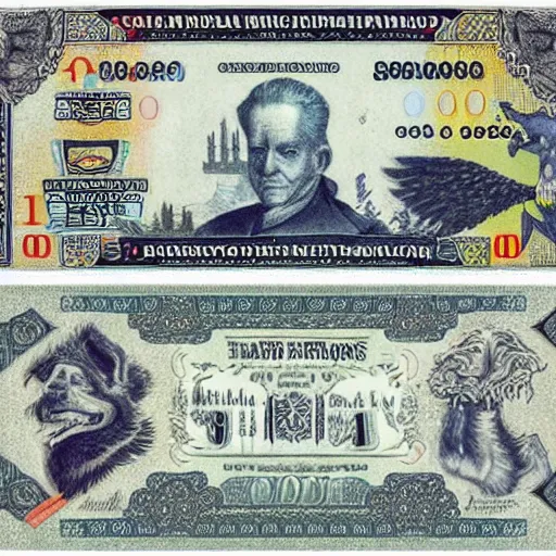 Image similar to banknotes featuring mythical creatures