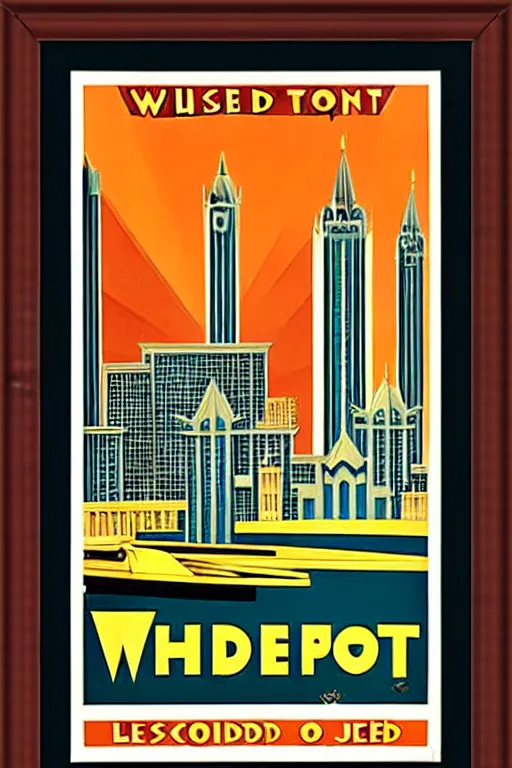 Image similar to art deco travel poster. windsor ontario, framed poster