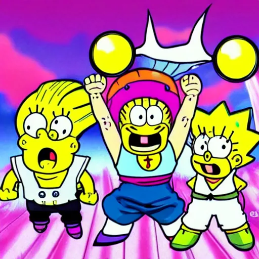 Image similar to sponge bob in dragon ball z style