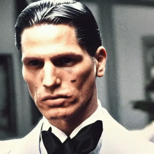 Image similar to Live Action Still of Jerma in The Godfather, real life, hyperrealistic, ultra realistic, realistic, highly detailed, epic, HD quality, 8k resolution, body and headshot, film still