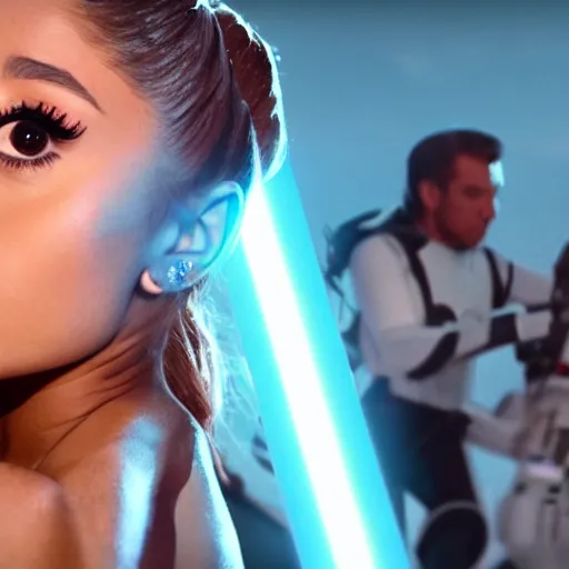 Prompt: Ariana Grande in star wars, light saber,. 8K resolution. award winning photography,