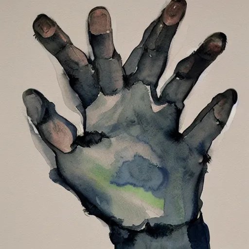 Image similar to watercolor hand by marlene dumas