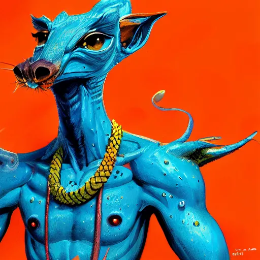 Image similar to a dik dik monster colorful, digital art, fantasy, magic, trending on artstation, ultra detailed, professional illustration by Basil Gogos