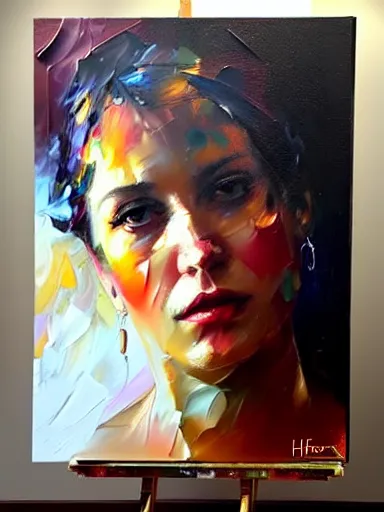 Prompt: neo - baroque portrait of a woman painted by henry asencio, leonid afremov, casey baugh, sandra chevrier, peter coulson : : hyperreal, painting, realism