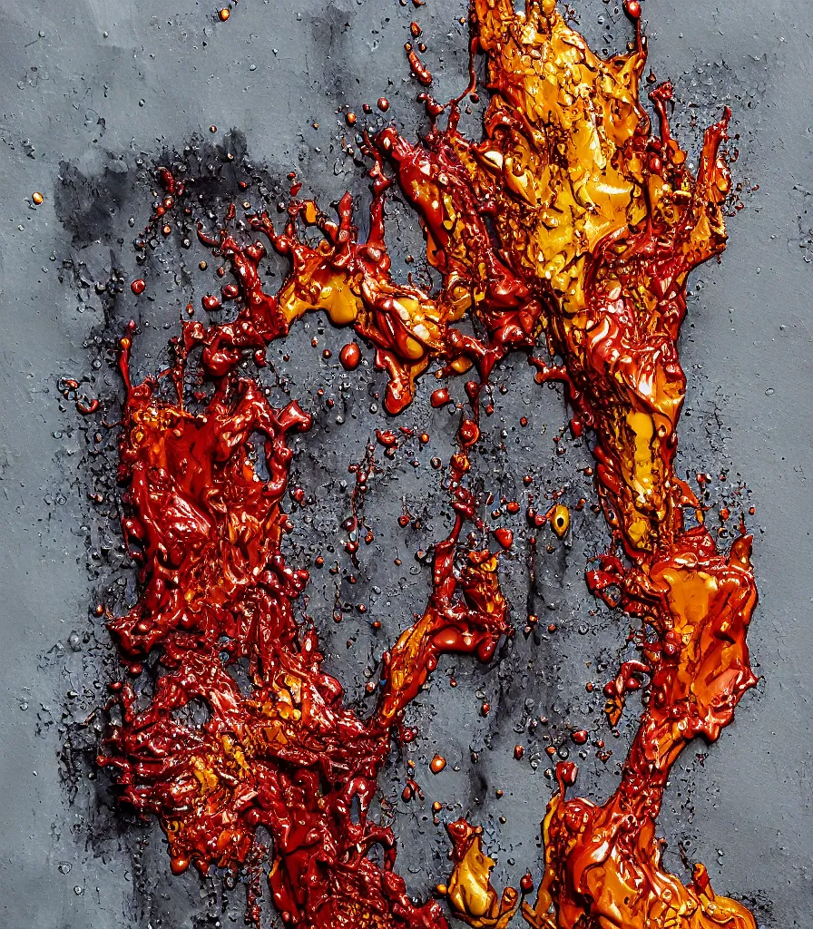 Image similar to driping dry oil paint, molten plastic, realistic, 8 k