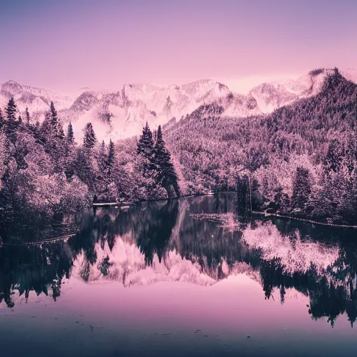 Image similar to a calm, soothing and cozy landscape