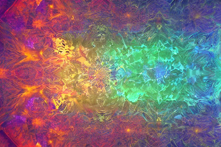 Image similar to landscape kaleidoscope textural dream journey space simulation biological quantum crystalline micrograph, unreal engine, octane render, 4 k