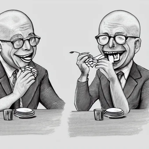 Prompt: a funny charicature of Klaus Schwab eating some bugs and worms, cartoony, highly detailed, gruwesome details, 8k