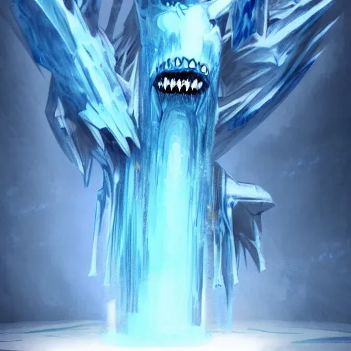 Prompt: concept art of a giant, blue, ice, death, hyper realistic