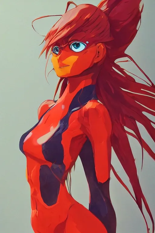 Prompt: a ultradetailed full body painting of asuka langley from evangelion, by conrad roset, greg rutkowski and ilya kuvshinov trending on artstation