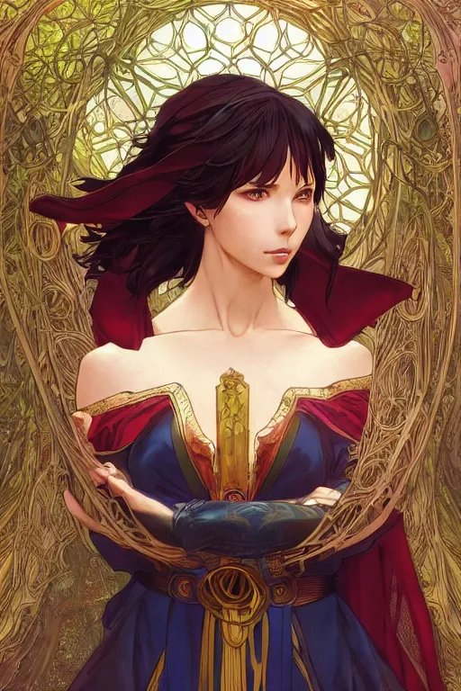 Image similar to anime key visual of a beautiful young female doctor strange intricate, magical forest, stunning, highly detailed, digital painting, artstation, smooth, hard focus, illustration, art by artgerm and greg rutkowski and alphonse mucha