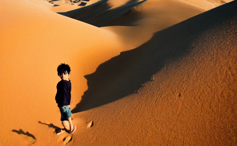 Image similar to a luffy in sand dunes, photography