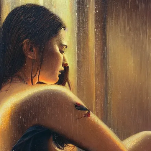 Prompt: detailed face of a woman clothed in textiles, lush, opulent, fauna, utopian, tech noir, wet reflections, prism, atmospheric, ambient, pj crook, syd mead, livia prima, artgerm, greg rutkowski, nick alm, casey baugh