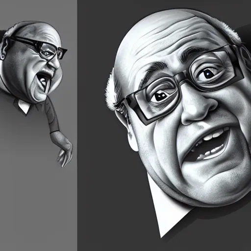 Prompt: danny devito, silly, absurd caricature, highly detailed, digital painting, artstation, concept art, sharp focus, illustration