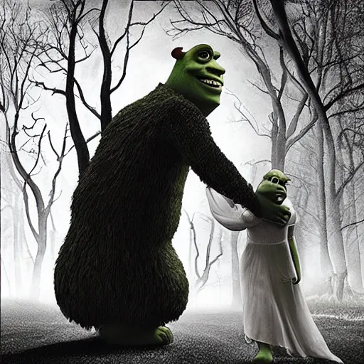 Image similar to “ lars von trier movie ” morphed with shrek 1 0 2 4 x 1 0 2 4