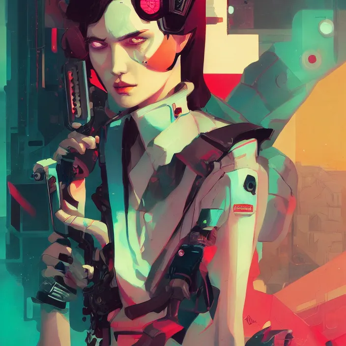 Image similar to a colorful comic noir illustration painting of a cyberpunk girl by sachin teng and sergey kolesov and artgerm and pascal blanche. in style of digital art, symmetry, sci fi, hyper detailed. octane render. trending on artstation