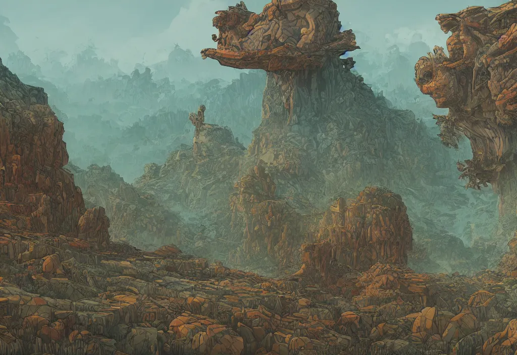 Image similar to handmade illustration of a prehistoric landscape, line art, ink, watercolor by Kilian Eng and by Jake Parker, winning-award masterpiece, fantastic, octane render, 8K HD Resolution, High quality image