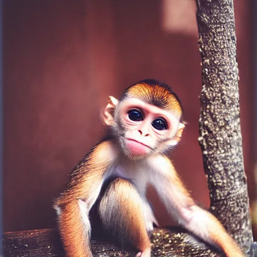 Image similar to cute baby monkey photo, KODAK Portra 400