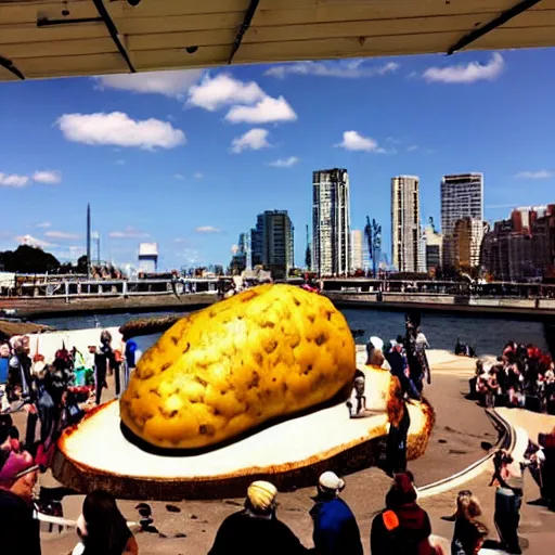 Image similar to tourists visiting the world's largest baked potato 🥔