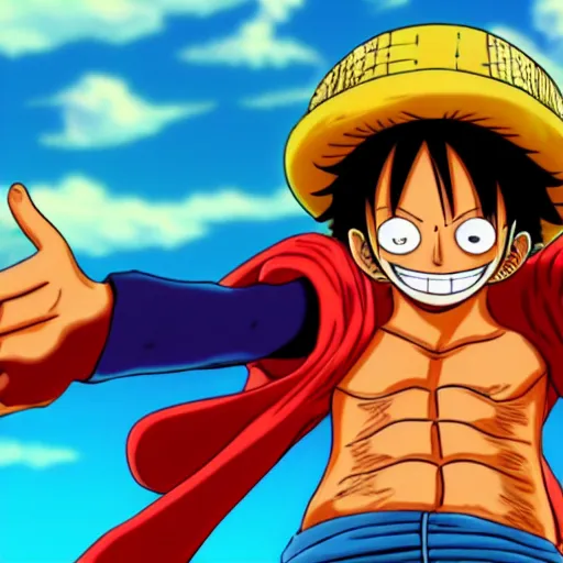 Prompt: monkey d luffy from one piece fighting kaidou, 4 k hd, over saturation, bright colours