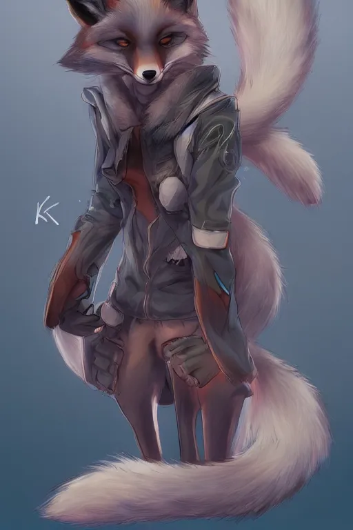 Image similar to a fox fursona, trending on artstation, by kawacy, furry art, digital art, cyberpunk, high quality, backlighting