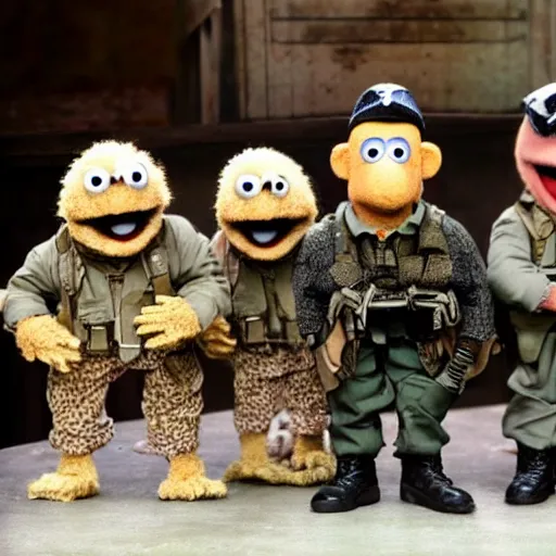 Prompt: saving private ryan with muppets