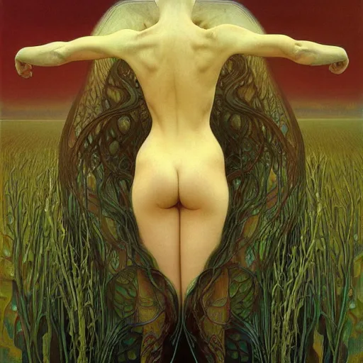 Image similar to sade by zdzisław beksinski, iris van herpen, raymond swanland and alphonse mucha. highly detailed, hyper - real, beautiful