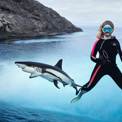 Image similar to Shark on land in a scuba suit