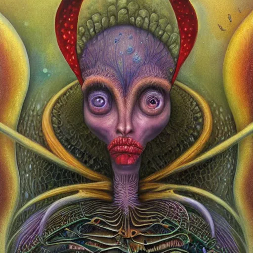 Image similar to portrait of surreal alien, artwork by Daniel Merriam,