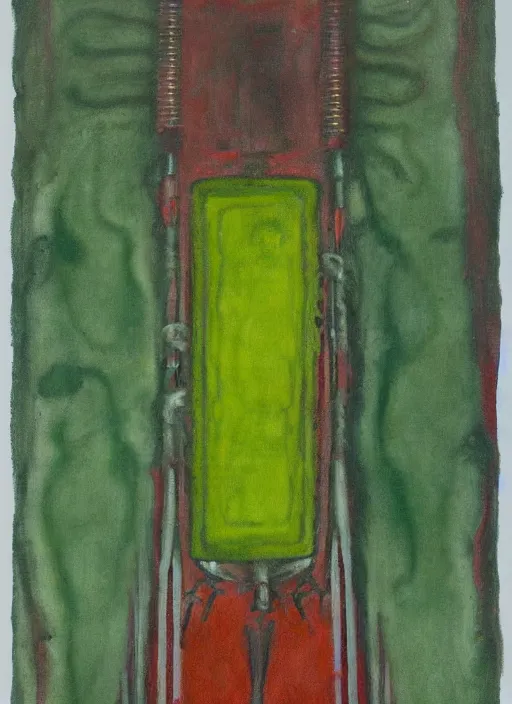 Image similar to biomechanical talisman of the crawling ones and the green flame by maggi mcdonald, mark rothko, sabina klein